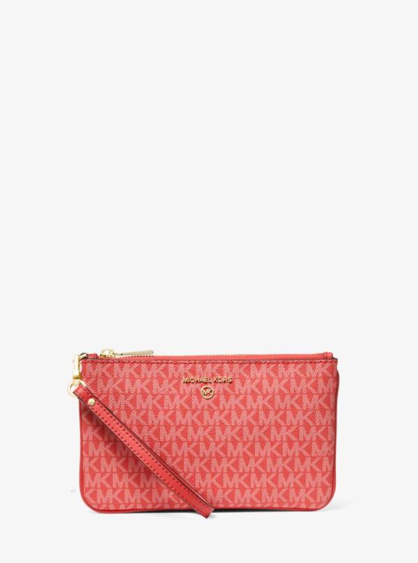 Damske Penazenky Michael Kors Medium Logo Wristlet Hnede Ruzove - Doplnky Michael Kors Sleva | JAVNR-3468